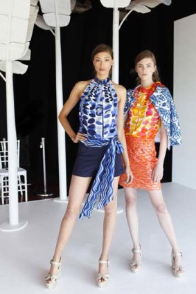 Colour dream: Alexandra Agoston and Nicole Pollard model Collette Dinnigan's latest collection.
