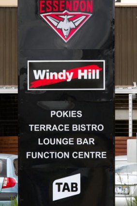 Playing games: A sign outside Essendon's Windy Hill club.