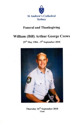 Not forgotten: Bill Crews was 26 when he died during the arrest of  Philip Nguyen.