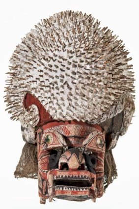 Face off &#8230; a funerary mask from Papua New Guinea made of wood, shell and coconut husk.