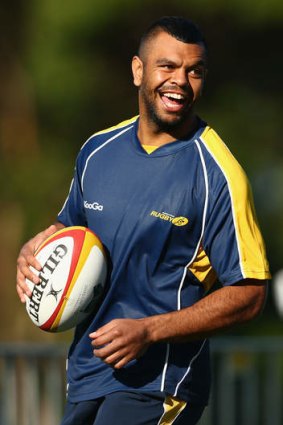 Happy again: Kurtley Beale trains with the Wallabies.