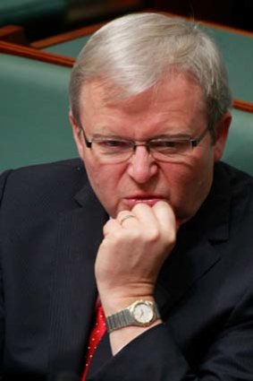 Down and out ... Kevin Rudd.