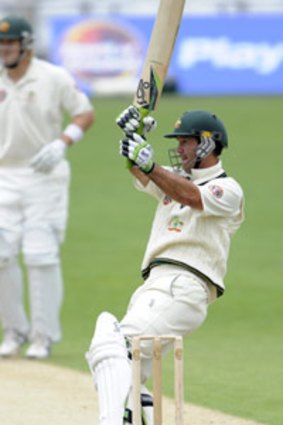 Australian captain Ricky Ponting on his way to a composed 61 not out in the second Test against Pakistan at Headingley.