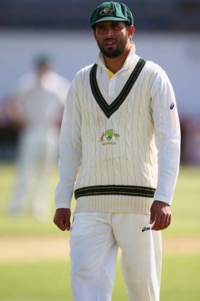 Fawad Ahmed playing for Australia A in Bristol, June 21, 2013, after his citizenship application was rushed through.