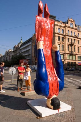 Public art in Prague.