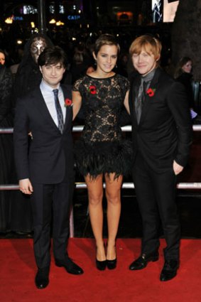 Actors Daniel Radcliffe, Emma Watson and Rupert Grint attend the premier of their latest film.
