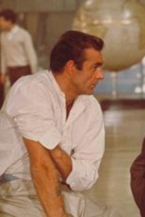 Ian Fleming (right) with Sean Connery during the filming of <i>Dr No</i>.