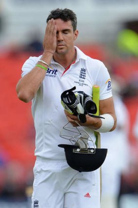 Controversial: Kevin Pietersen leaves the field after his contentious dismissal on the final day of the third Test in Manchester.