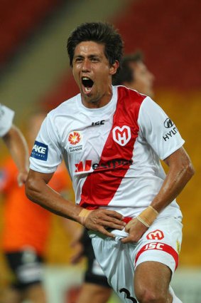 Jonatan Germano of the Melbourne Heart pulled a Santa hat out of his shorts to celebrate his goal against Brisbane Roar.
