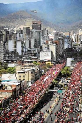 A flood of red on the streets of Caracas.