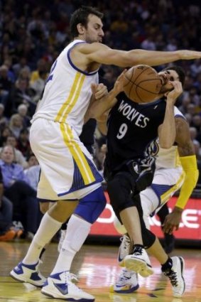 Andrew Bogut (left) will miss the start of the NBA play-offs.