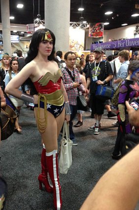 'In her satin tights, fighting for her rights, and the old red, white and blue' ... It's Wonder Woman at the annual Comic-Con in San Diego.