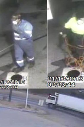 Police would like to find these two men, who were driving the truck pictured below.