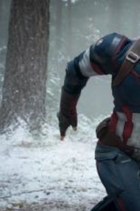 Chris Evans as Captain America in Avengers: Age of Ultron.   