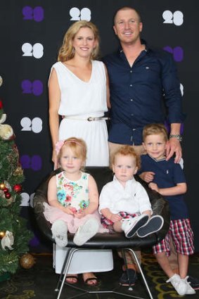 At home with the Haddins: Brad and Karina Haddin with their children Mia, Hugo and Zac.