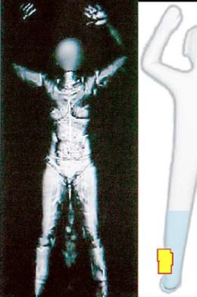 Full body scan (left) and the "stick-figure" imaging Australia will be using.