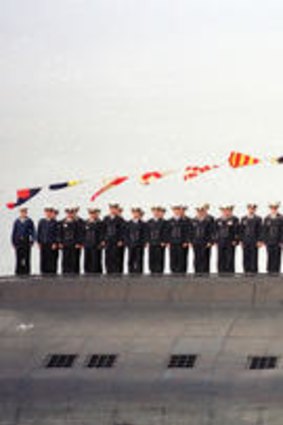 The Kursk and crew pictured 12 days before the disaster.