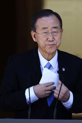 "Deeply regrettable..." Ban Ki-moon describes the United Nations Security Council's failure to agree on collective action over Syria.