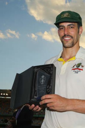 Mitchell Johnson with his man of the match award.
