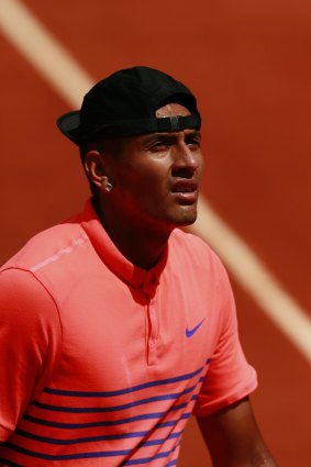 Nick Kyrgios during his loss to Andy Murray in the third round of the French Open.