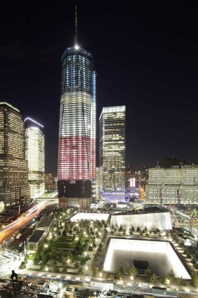 The World Trade Centre site in New York is illuminated in the countdown to the 10th anniversary of the 9/11 attacks.