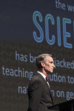 Poles apart: Bill Nye debates Ken Ham at the Creation Museum.