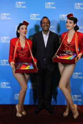 Sydney Film Festival launch: Ushers Mephis Mae, left, and Bella Louche with festival director Nashen Moodley.