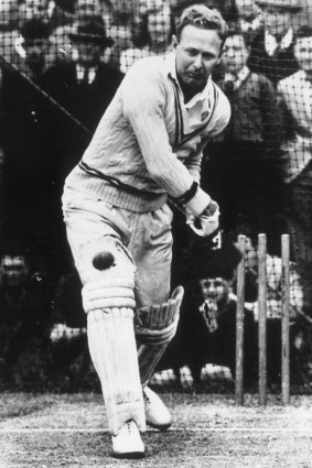 Australian cricketer Arthur Morris in action.