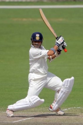 Striking &#8230; Sachin Tendulkar yesterday scored an unbeaten 92 against the Chairman's XI.