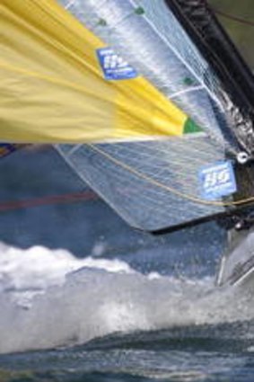 Liesl Tesch competes in a two-person keelboat.