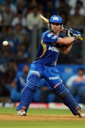 Aiden Blizzard hitting out for the Mumbai Indians in 2011.