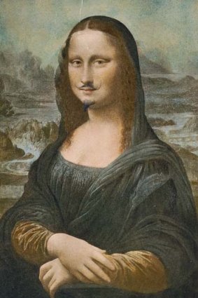Rectified ready made ... Marcel Duchamp's work <em> L.H.O.O.Q. </em>, 1919, a pencil reproduction of Leonardo da Vinci's <em>Mona Lisa </em>.