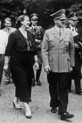 Enthusiastic Nazi: Winifred Wagner with Hitler at Bayreuth in 1938.