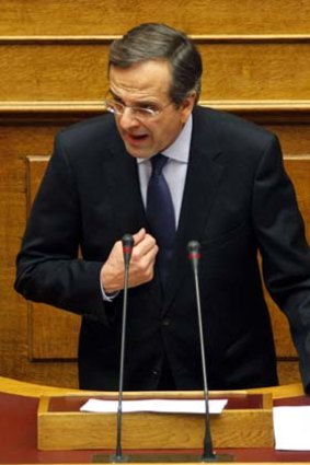 Gave up bid ... New Democracy leader Antonis Samaras.