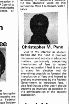 Christopher Pyne's election pitch at university.