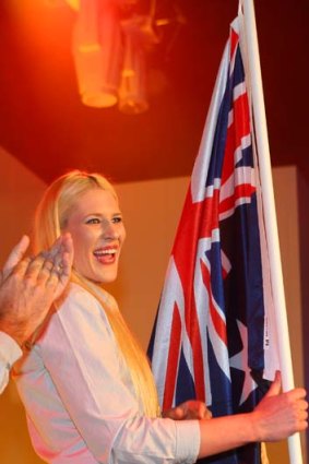 Australia's flag bearer ... Lauren Jackson.