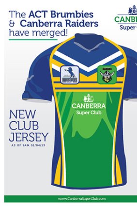 Canberra Super Club's jersey.