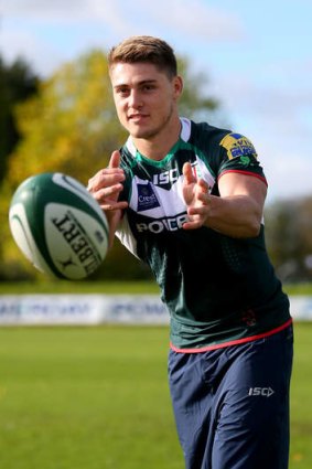James O'Connor poses photos after signing for London Irish rugby club.