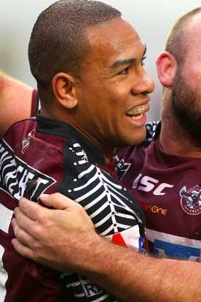 Glenn Stewart (R) returns to the Sea Eagles after serving a three-match ban while Will Hopoate will leave the club for two years to serve the Mormon Church.