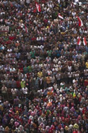 Egyptian protesters calling for the ouster of President Mohamed Morsi  gather in Cairo's landmark Tahrir Square.
