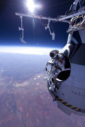 Test jump ... Felix Baumgartner reached the altitude of 21,800 metres and landed safely near Roswell, US.