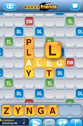 A screengrab from the Words With Friends game Alec Baldwin posted to his Twitter account.