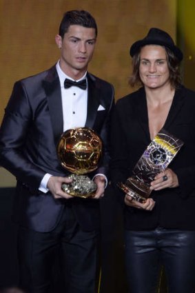 Cristiano Ronaldo with Nadine Angerer at the FIFA Ballon d'Or award ceremony.