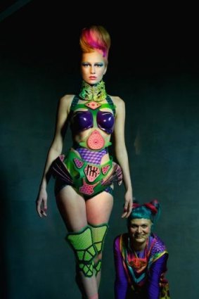 Coloured up: Designer Nixi Killick with one of her outfits worn by model Kepsibel from Chadwicks. Hair and make-up by Julie Provis. Hair and Makeup assistant - Elle Buruma.