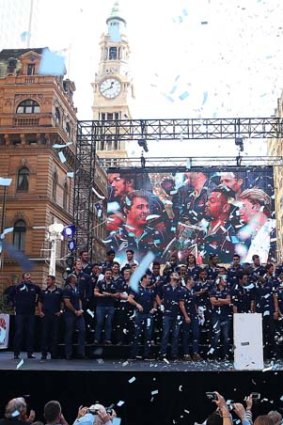 Sydney celebrates: Martin Place comes alive for the Waratahs.