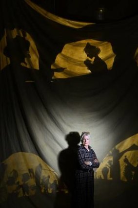 Operatic shadows: Director Nancy Black on the set for Master Peter's Puppet Show.