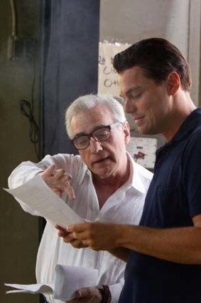 Martin Scorsese directs Leonardo DiCaprio in <i>The Wolf of Wall Street</i>.