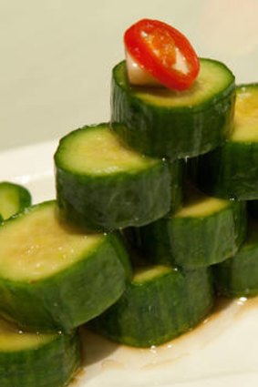 Pickled cucumbers.