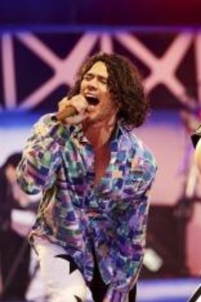 Luke Arnold as Michael Hutchence in the INXS mini-series <i>Never Tear Us Apart</i>.