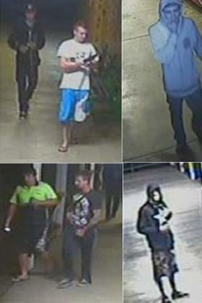 CCTV images of five men at the Cleveland Showgrounds on Saturday, November 10.